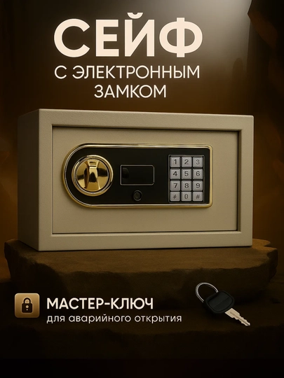 Омпактный металлический сейф — идеальный выбор для хранения вещей. Размеры: 33×22×22 см — KINGSHO-SEYF20E-МОЛОЧ