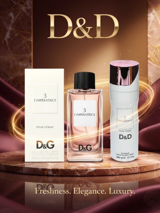 Dolce gabbana, D&G, Ayollar uchun parfyumeriya to'plami, D&Gatir 100 ml, dezodarant 200 ml