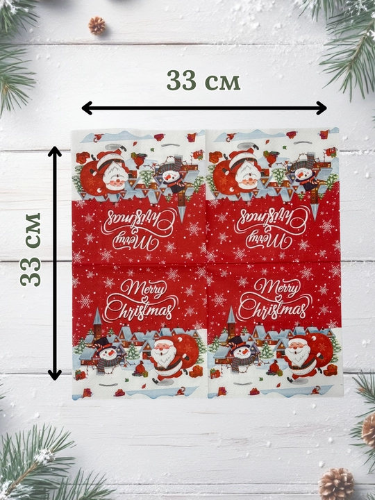 Yangi yil bezakli salfetkalar stol bezatish uchun 12 dona, 33×33 sm