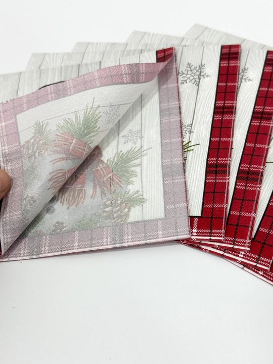 Yangi yil bezakli salfetkalar stol bezatish uchun 12 dona, 33×33 sm