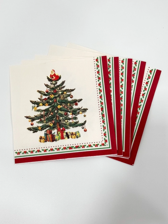 Yangi yil bezakli salfetkalar stol bezatish uchun 12 dona, 33×33 sm