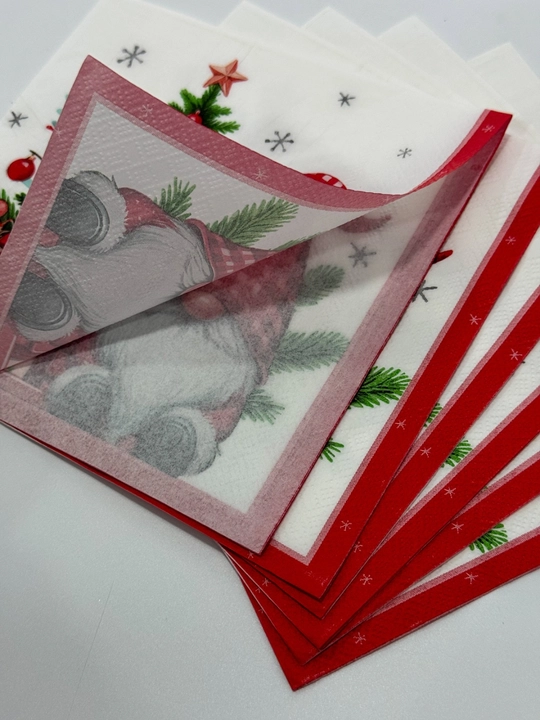 Yangi yil bezakli salfetkalar stol bezatish uchun 12 dona, 33×33 sm