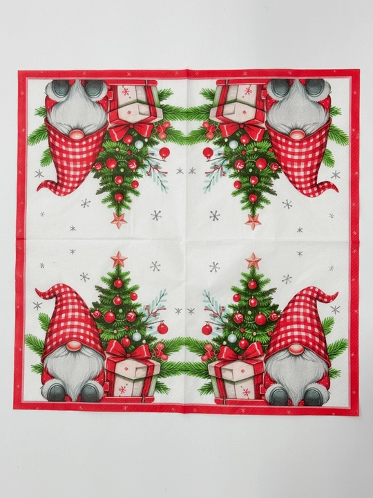 Yangi yil bezakli salfetkalar stol bezatish uchun 12 dona, 33×33 sm