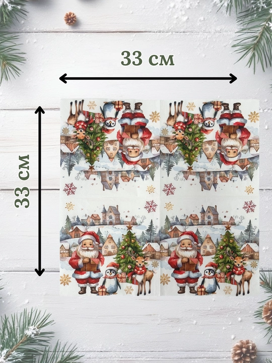 Yangi yil bezakli salfetkalar stol bezatish uchun 12 dona, 33×33 sm