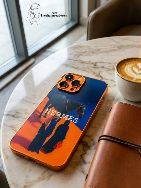 IPhone 13/14/15/16/17 Pro va Pro Max uchun HERMÈS uslubidagi g‘ilof