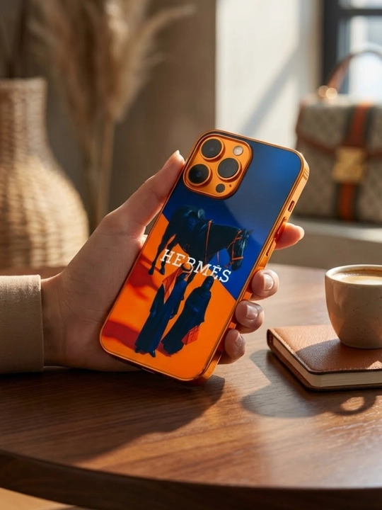 IPhone 13/14/15/16/17 Pro va Pro Max uchun HERMÈS uslubidagi g‘ilof