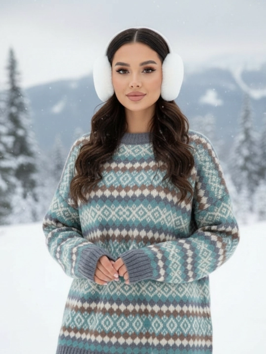 Svitеr ayollar uchun toqilgan ELLY FASHION oversize, iliq