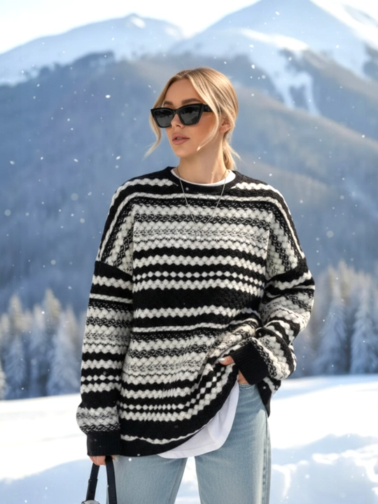 Svitеr ayollar uchun toqilgan ELLY FASHION oversize, iliq