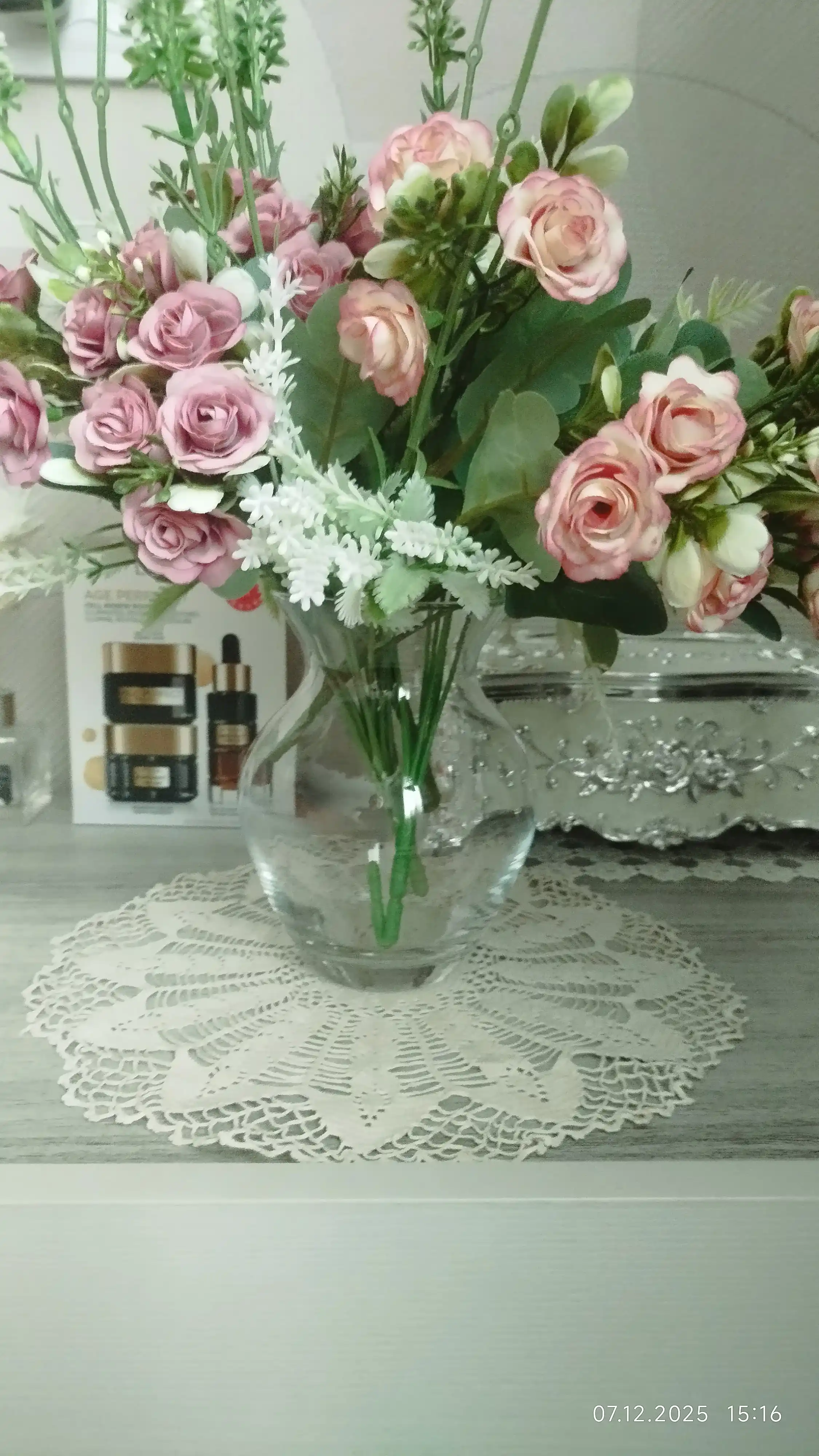 Ваза для цветов и сухоцветов стеклянная Pasabahce Flora 15 см декоративная прозрачная