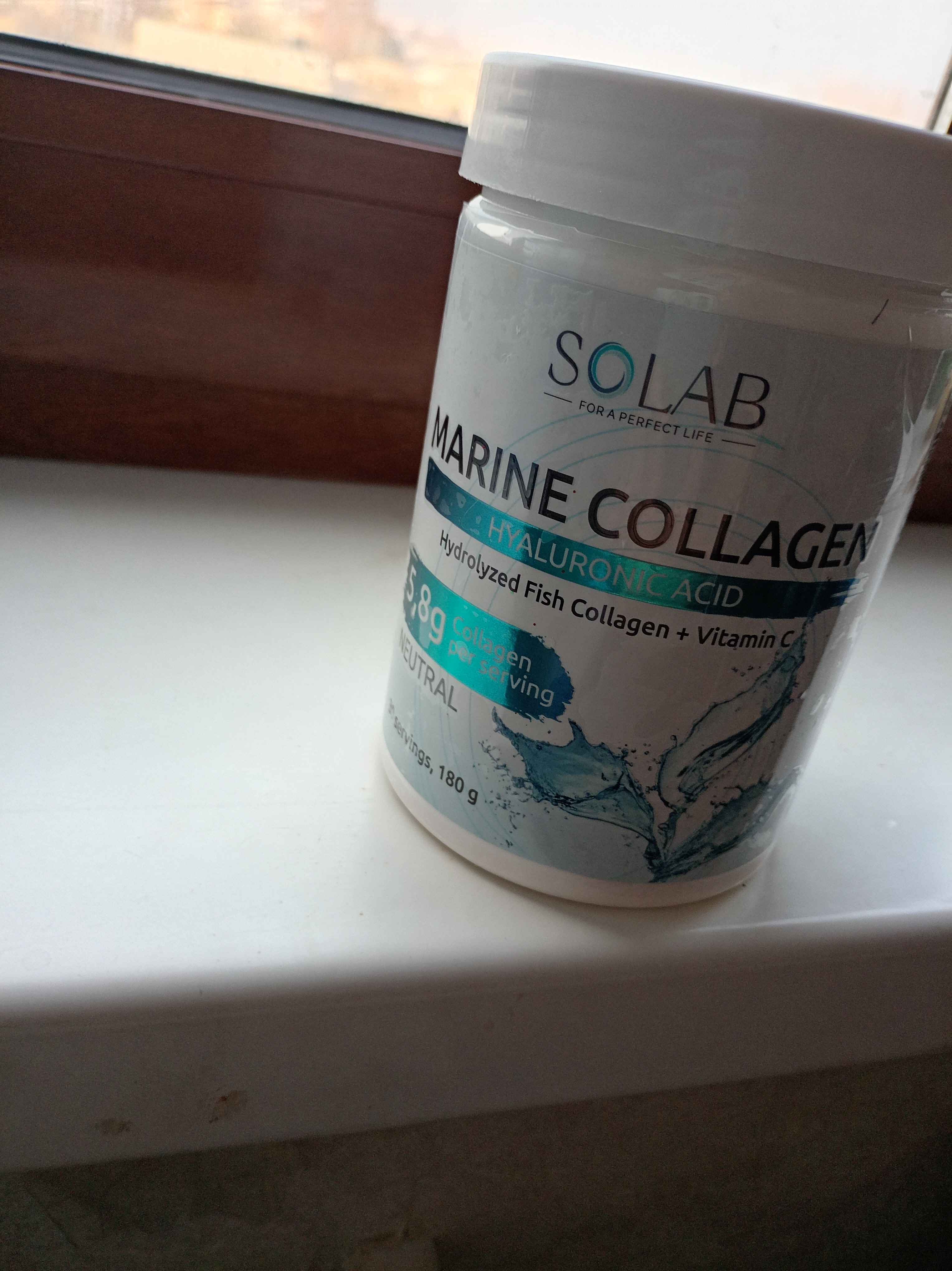 Dengiz kollageni +Gialuron kislotasi + C vitamini, SOLAB, Neytral ta'ml, 180g, 30 porsiya
