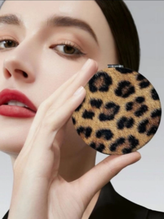 Ixcham dizaynga ega kosmetika oynasi, ayollar uchun, leopard dizaynli