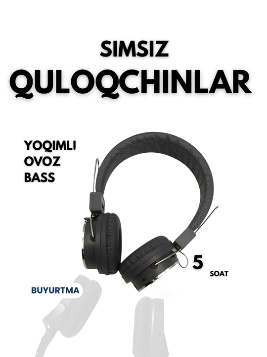 Wireless naushnik N-05, kuchli bass, mikrafonli, qulay boshband, Bluetooth - 