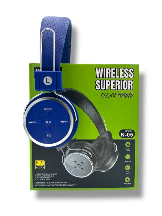 Wireless naushnik N-05, kuchli bass, mikrafonli, qulay boshband, Bluetooth