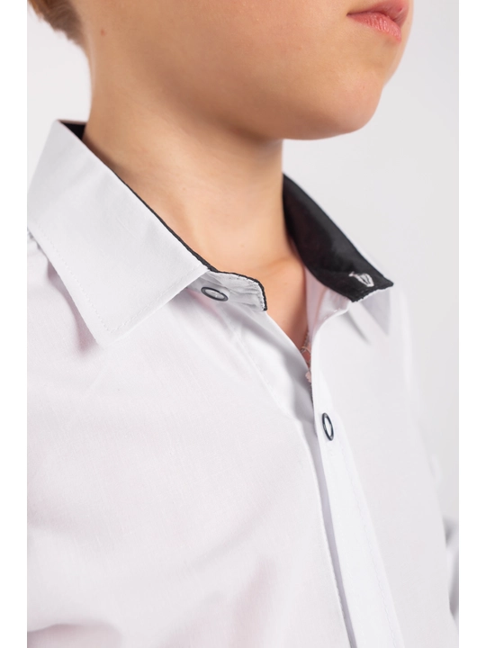 Рубашка для мальчика Slim Fit с длинным рукавом, школьная форма, 7-14 лет