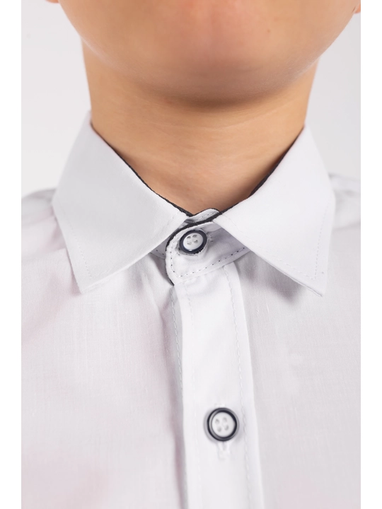 Рубашка для мальчика Slim Fit с длинным рукавом, школьная форма, 7-14 лет