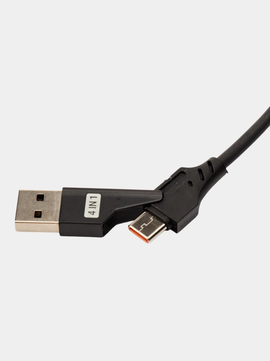 Universal 3 in 1 kabel, iPhone, Micro USB, Type-C, USB-A, zaryadlovchi kabeli