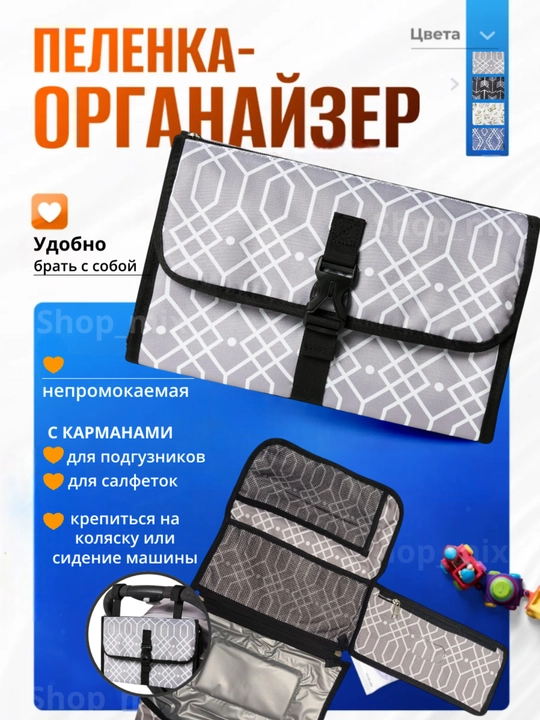 Сумка органайзер для мамы, пеленальный коврик для новорожденных, органайзер для авто