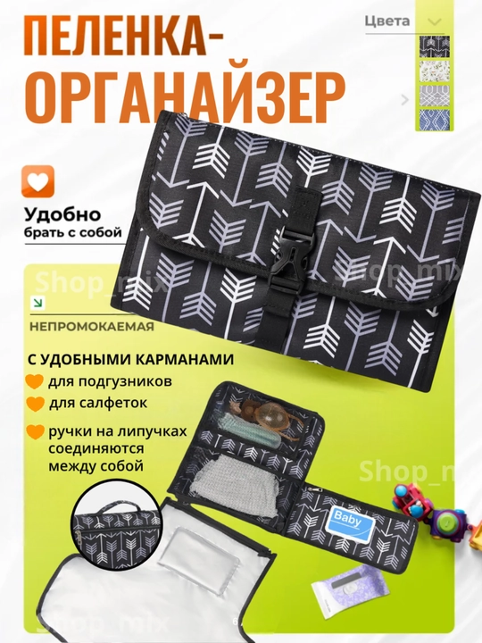 Сумка органайзер для мамы, пеленальный коврик для новорожденных, органайзер для авто
