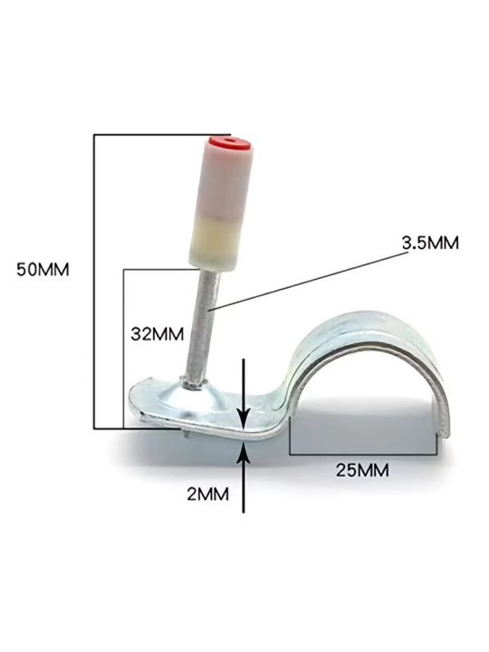 25 mm balandlikdagi 27 mm quvurlar uchun qisqichli dübel-mix 100 dona