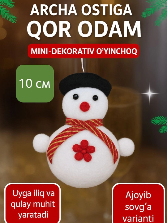 Yangi yil osma o‘yinchog‘i Qorbola, archa uchun bayramona yorqin bezak 3 ta to‘plam