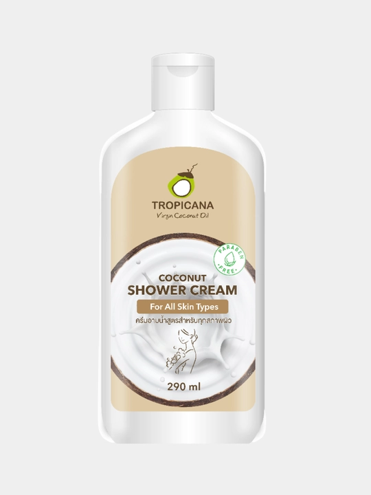 Terini namlash va yaltiratish uchun Tropicana kokosli dush uchun krem-gel,parabensiz,290ml