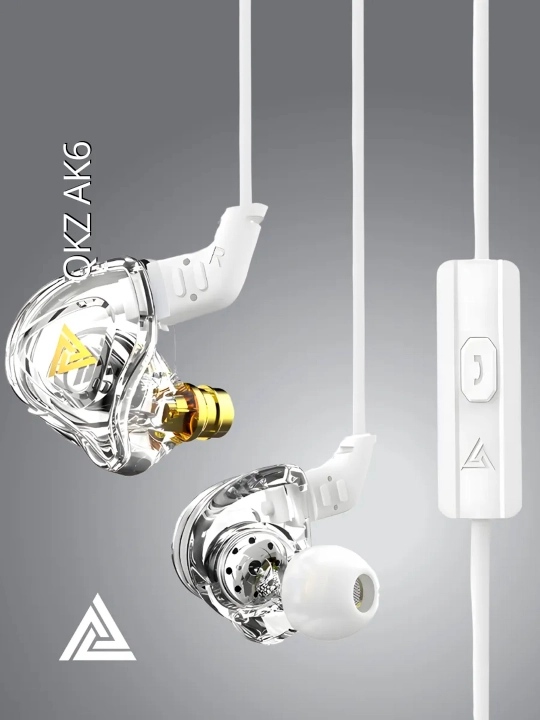 Simli quloqchinlar QKZ AK6 Hi-Res, 3.5 mm AUX, chuqur bas, mikrofon, hi-res tovush