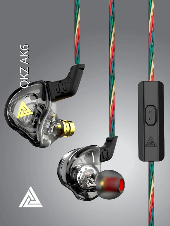 Simli quloqchinlar QKZ AK6 Hi-Res, 3.5 mm AUX, chuqur bas, mikrofon, hi-res tovush