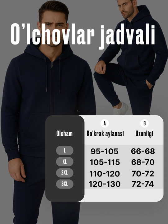 Bahor va kuzgi ikki qismli sport kostyum, kiyim, kiyim to'plami erkaklar uchun, junli, L–3XL