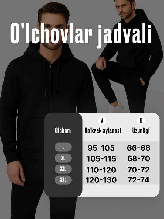 Bahor va kuzgi ikki qismli sport kostyum, kiyim, kiyim to'plami erkaklar uchun, junli, L–3XL