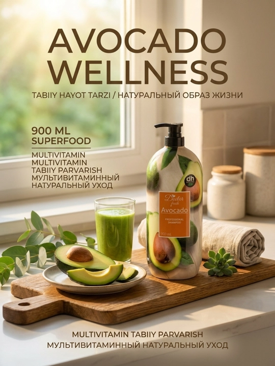 Doctor Fresh Professional shampun, tabiiy ekstraktlar bilan, 900 ml