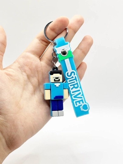 Брелоки «Стив и Скелет из Minecraft» с силиконовым ремешком STRIVE — BYDILO-БРЕЛОКМАЙИНКРАФТ-ГОЛУБ