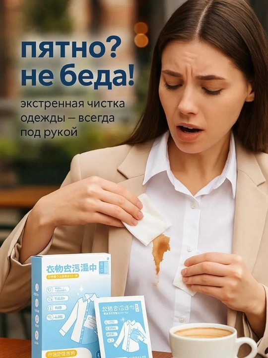 Kiyimlar uchun dog‘ ketkazuvchi salfetkalar (ekspress tozalash) - 
