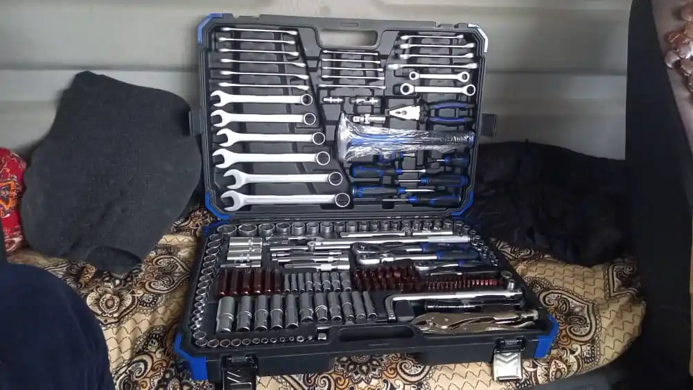 202 PCS asboblar to‘plami, professional kalit va yon tomon to‘plami