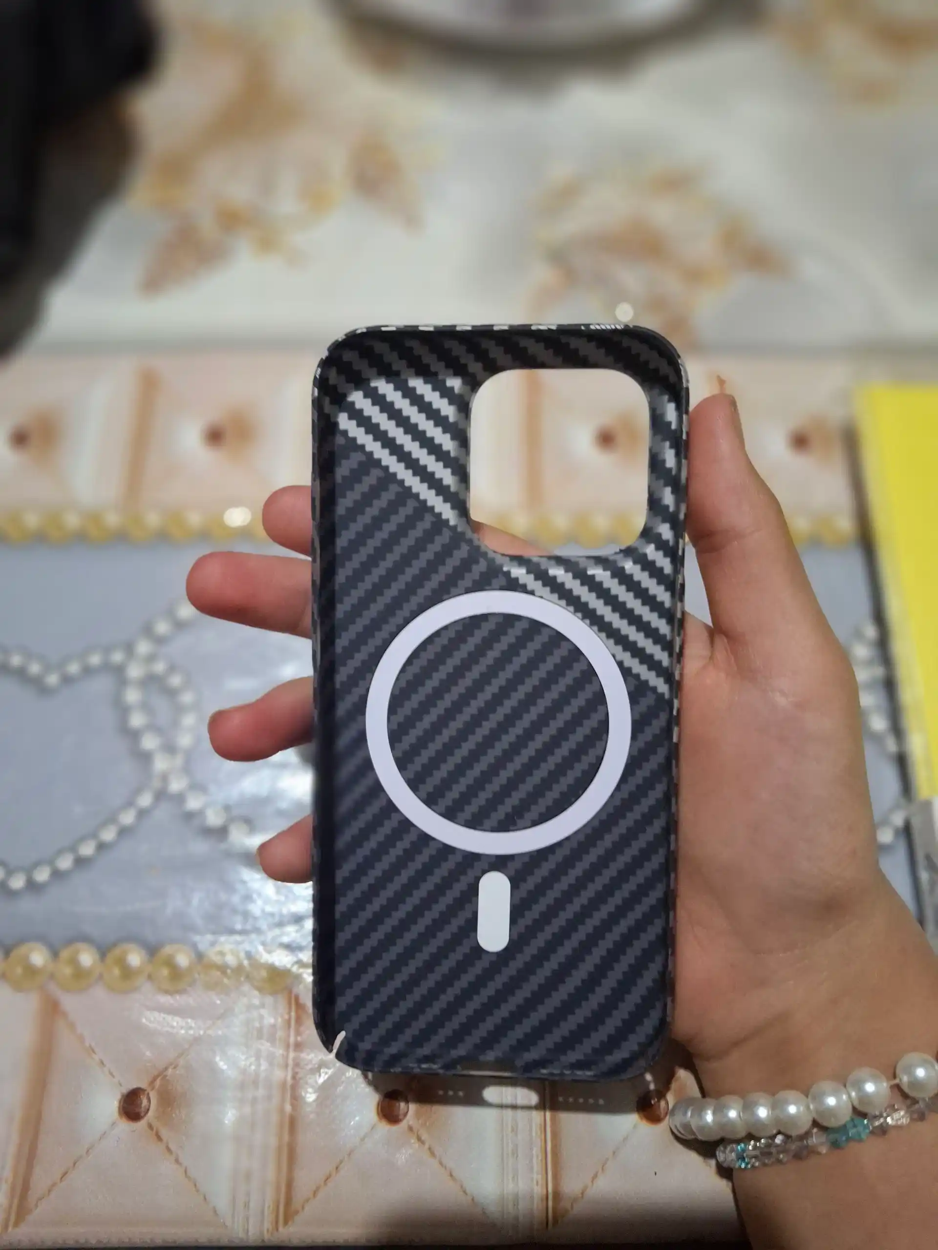 Чехол для iPhone карбоновый, MagSafe, 14, 15, 16, 17, Pro Max, жёсткий