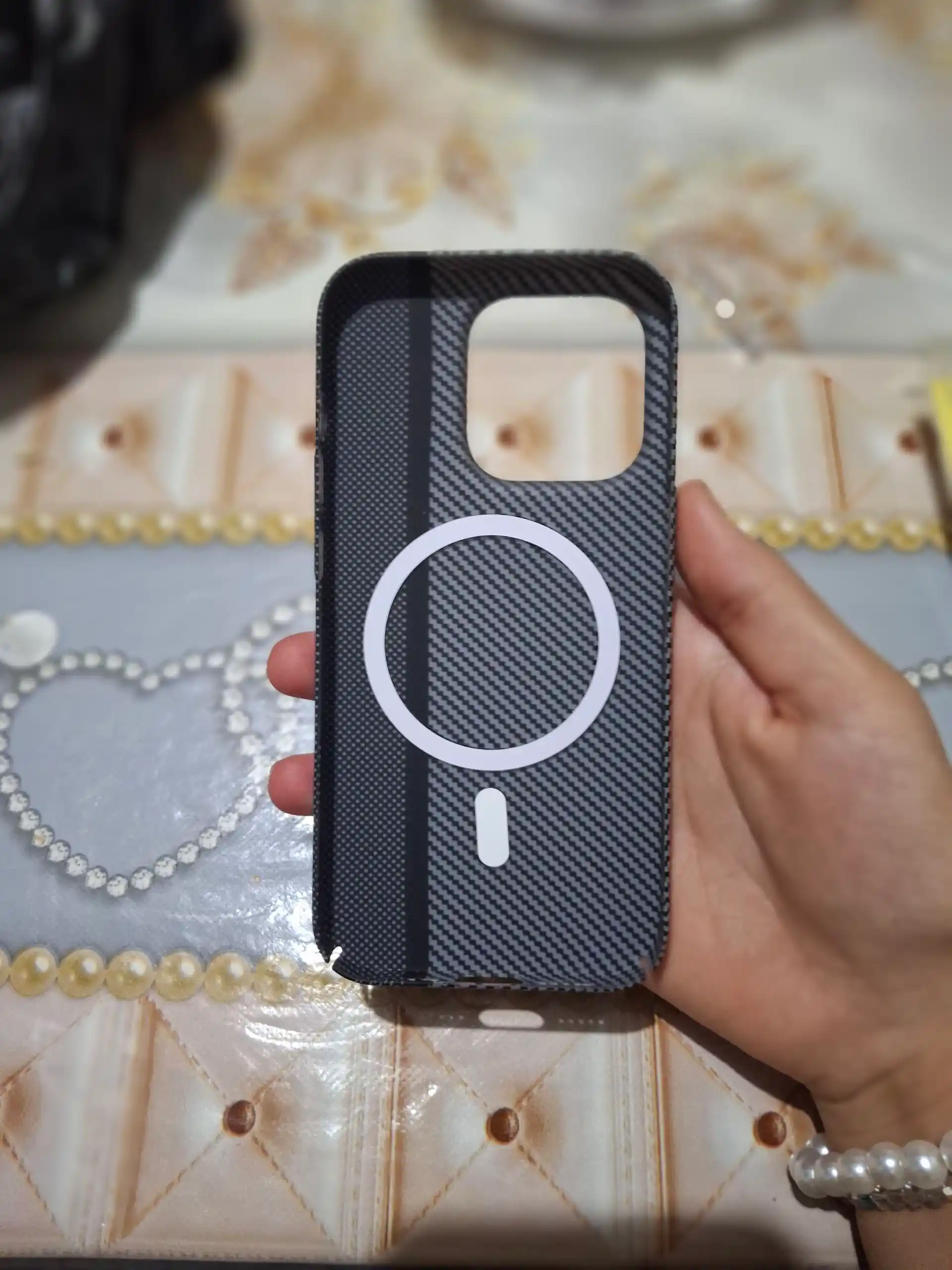Чехол для iPhone карбоновый, MagSafe, 14, 15, 16, 17, Pro Max, жёсткий