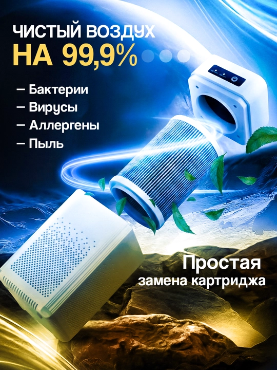Havo tozalagich, chang va allergenlardan himoya, ofis uy uchun, 35-48 Кв.м