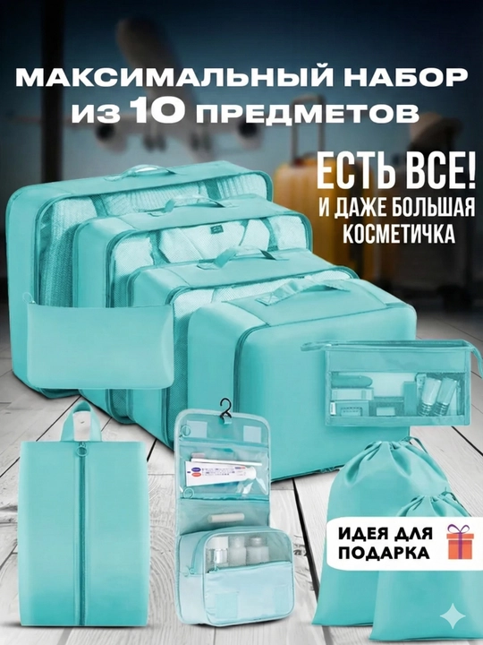 Комплект органайзеров для путешествий, хранения и сортировки в чемодан - 