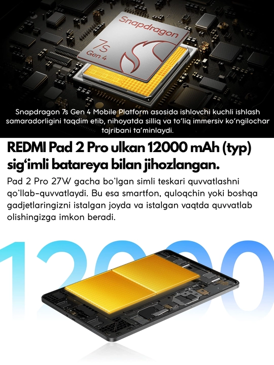 Planshet Xiaomi Redmi Pad 2 Pro,12000mAh battery,12.1" 2.5K,display 120Hz,SIM 5G,Wi-fi