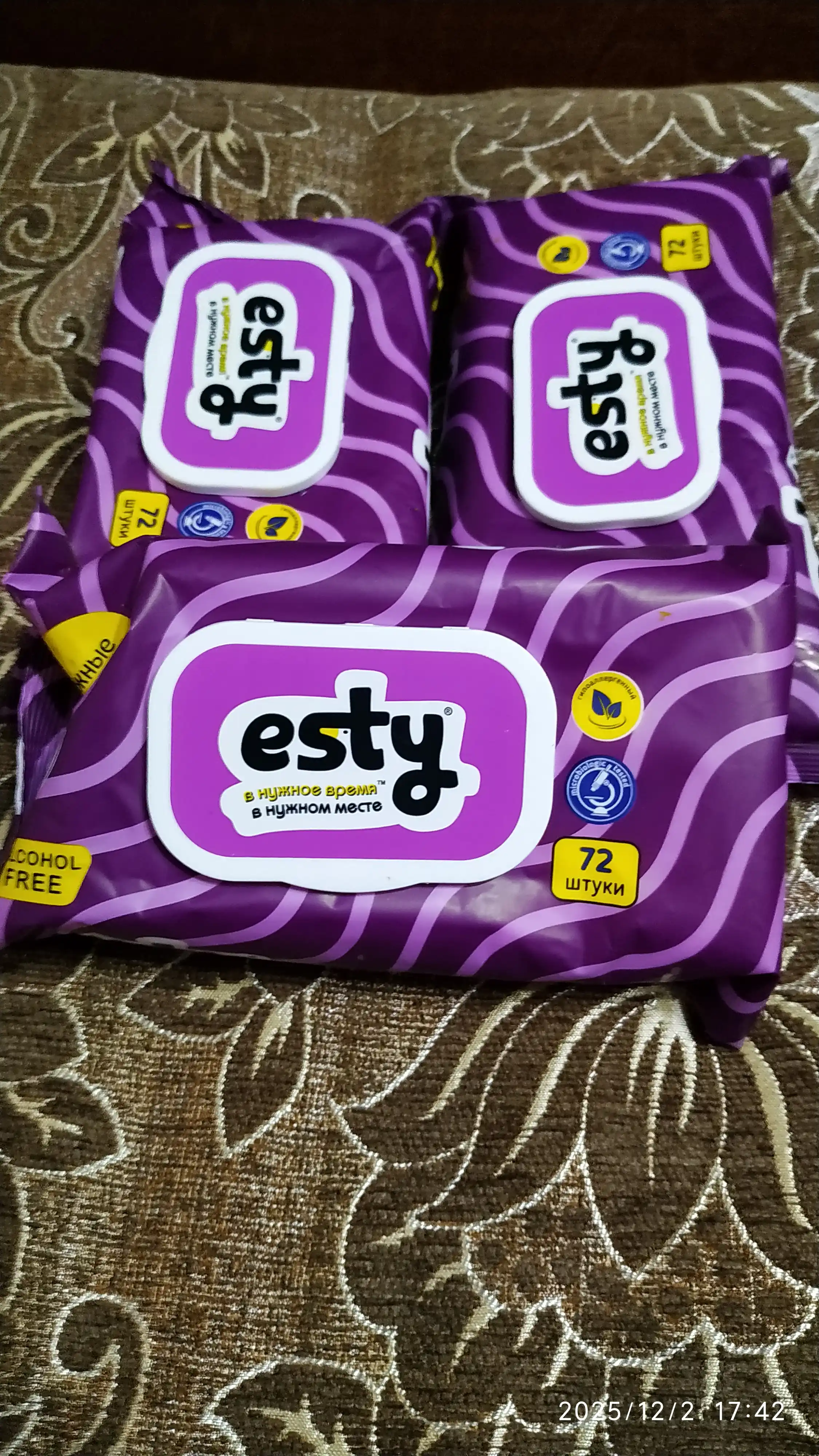 Nam salfetkalar Esty, 72 dona