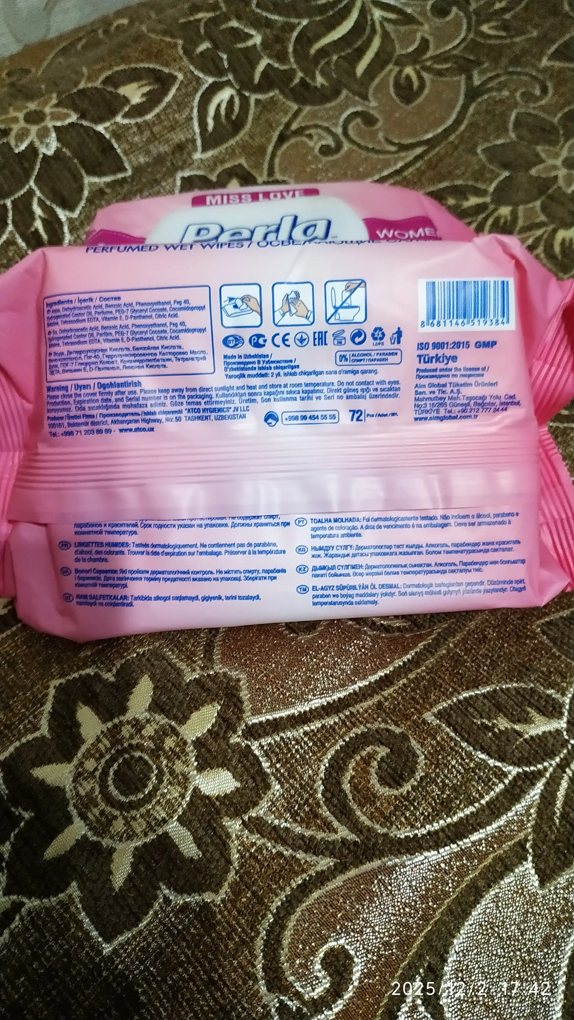 PERLA WOMEN PERFUME 72 X24 nam salfetkalari