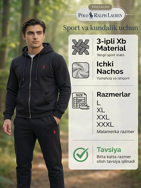 Erkaklar uchun kapyushonli kuzgi-qishki dvoyka,XB,Nachosli,Bitta katta razmer oling - 