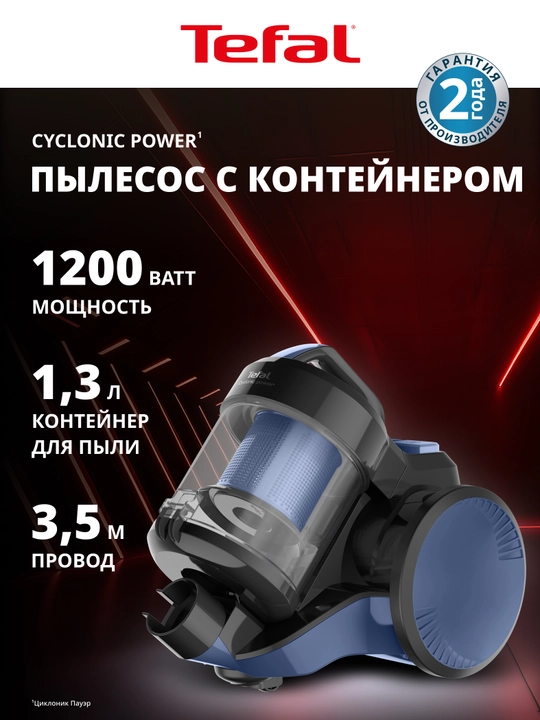 Пылесос с контейнером для пыли Tefal Cyclonic Power TW1931RH