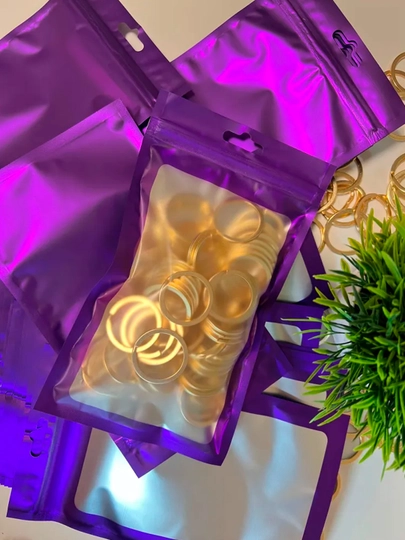 Zip-lock пакеты с окошком, зип пакет металлизированный с застёжкой, 20 штук - 