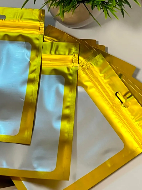 Zip-lock пакеты с окошком, зип пакет металлизированный с застёжкой, 20 штук