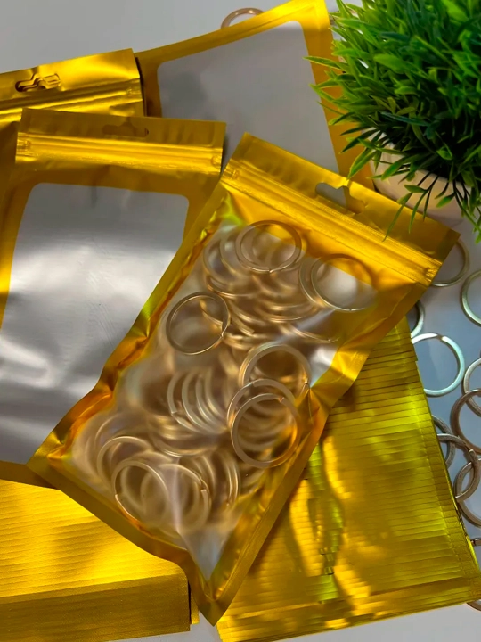 Zip-lock пакеты с окошком, зип пакет металлизированный с застёжкой, 20 штук