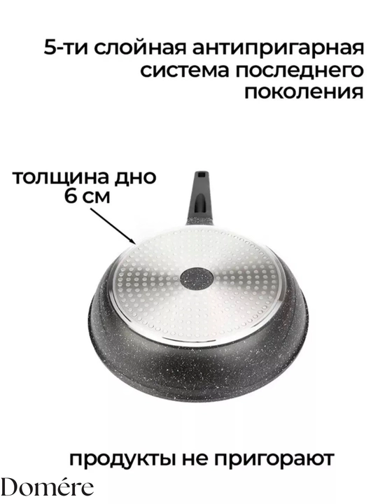 Сковорода с крышкой Vicalina, гранитное покрытие, 24/26/28 см