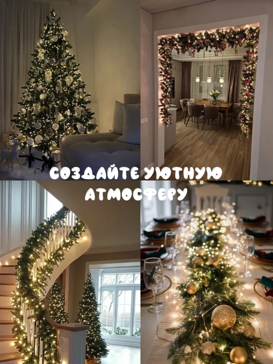 LED гирлянда мишура Роса 100 м, 2 цвета, 8 режимов, для Нового года