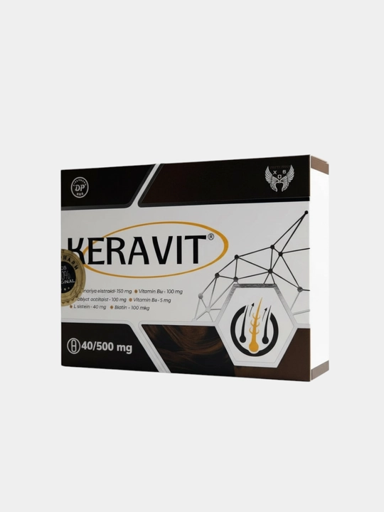 Keravit 500 мг 40 капсул — рост волос, укрепление, против выпадения