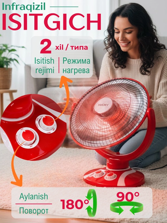 Elektr isitgich, quyosh isitgich, HADIIY 1500 Vt, pechka, obgravatel, nagrevatel