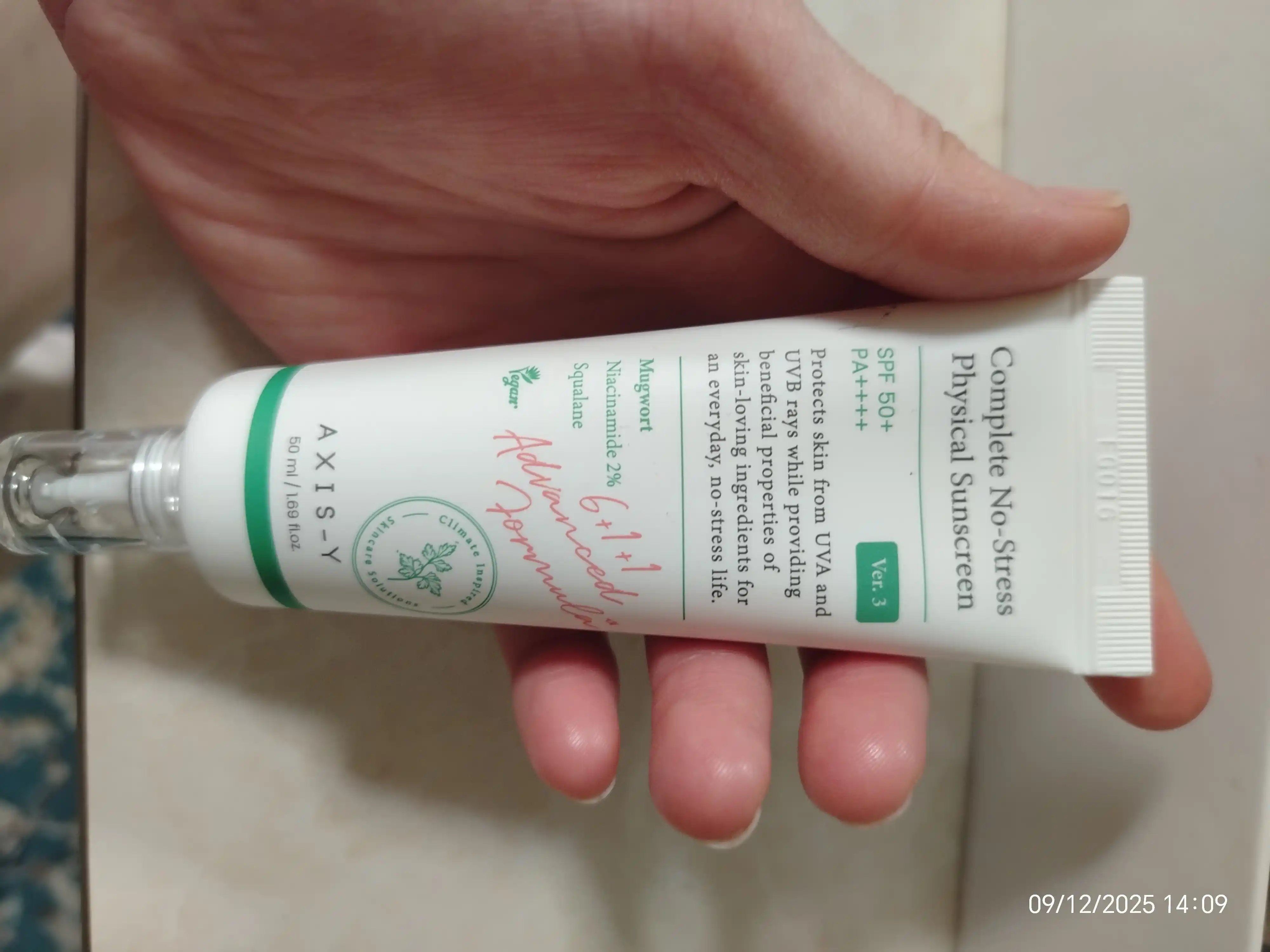 Yengil mineral sanskrin AXIS-Y Physical Sunscreen V. 3 SPF50 + PA++++, 50 ml
